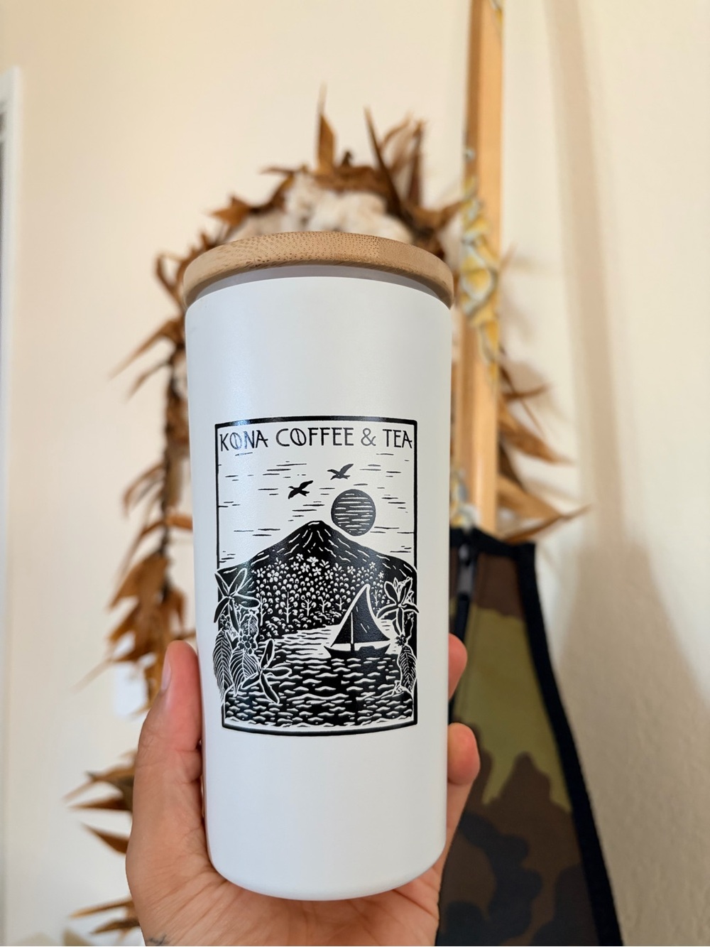 Kona Coffee and Tea Travel Tumbler with Bamboo Lid